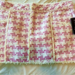 Retrofête NWT Chic Pink and Cream Tweed Skirt